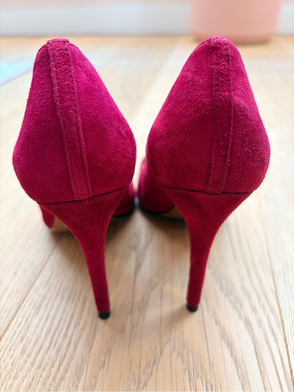 Massimo Dutti Raspberry Suede Pointed-Toe Stiletto Pumps - Picture 4 of 4